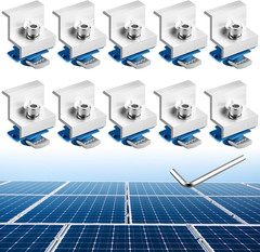 10Pcs Solar Panel End Clamps for Standard Unistrut, 30Mm/35Mm, Silver |