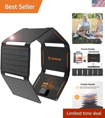 40W Foldable Solar Panel Charger with USB-C and USB-A Outputs for Phones, Pow…