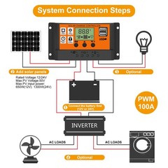 MPPT Solar Panel Kit Charge Controller Battery Regulator 12/24V Auto Focus 100A