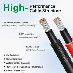 XRDS Solar Extension Cable 8AWG Copper Wire 10FT Male Female Connectors