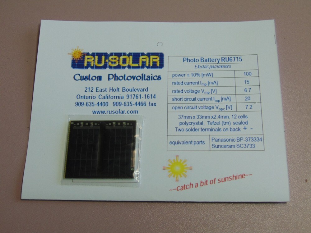 8 Small Solar Cells DIY Hobby, BEAM, Science Project, LED Charger &More! 6.7V