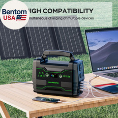 Solar Generator 155Wh with 30W Solar Panel Portable Power Station with 2X 100W A