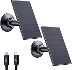 Zivif 2W Solar Panel for Security Cameras, Solar Charger with Micro USB & USB-C