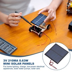 2 Pcs 3V 0.63W 210mA Mini Solar Panels with 2 Cable, 70mm x 70mm