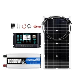 SOECOPO 10000W Peak Solar System Kit Flexible Panel 100A Controller 12V 110/220V