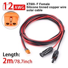 6ft XT60i Female to Solar Connector Solar Panel Extension Charging Cable 12 AWG