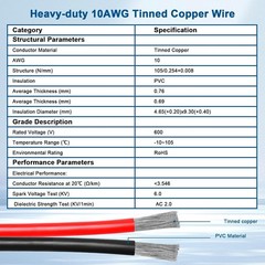 XT60 Extension Cable 3FT, 10AWG Tinned Copper Wire with XT60 Male to Female Conn