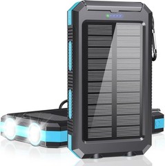 38800mAh Solar Power Bank, USB-C Fast Charge, 2 LED Flashlights