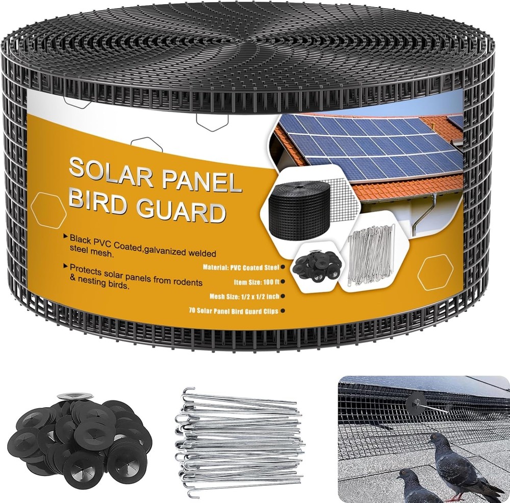 Solar Panel Bird Guard 6in x 100ft Critter Guard Roll Kit for Roof Protection