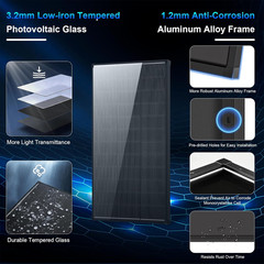 Solar Panels,200 Watt Solar Panel 12V N Type 18Bb Solar Panel A+ Grade PV Module