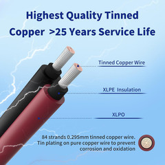 Solar Extension Cable 10AWG 6Mm² 100FT PV Wire 10Gauge Adaptor Panels Cables wit