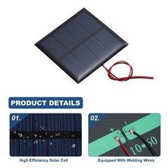 2Pcs 2V 0.32W 160mA Mini Solar Panels with Cable