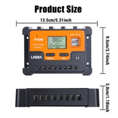 Upgraded PWM Solar Panel Battery Regulator Charge Controller Dual USB 12/24/48V