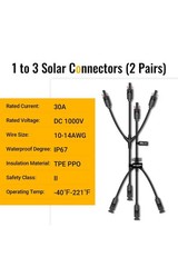 BougeRV 2pair Solar Y Branch Connectors Solar Panel Parallel Connectors 1 to 3