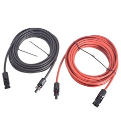 25 Feet 1 Pair 10AWG Black + Red Solar Panel Extension Cable Wire Connector