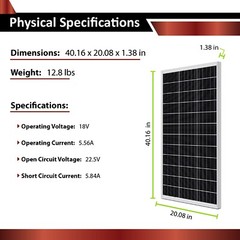 ExpertBattery 200W 12V Monocrystalline Solar Panel Kit with 20A PWM Controller