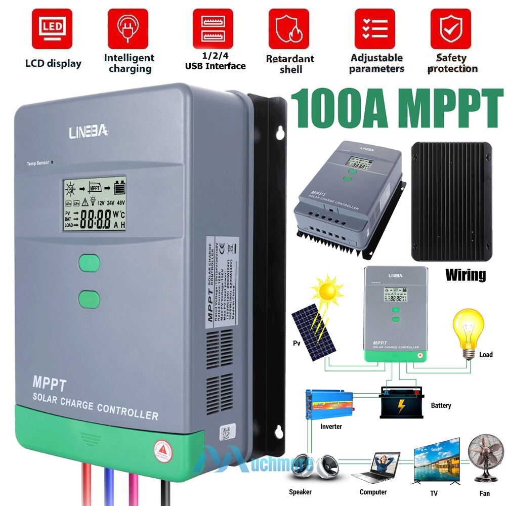 5200W MPPT Solar Charge Controller 100A 12V 24V 36V 48V USB Battery PV Regulator