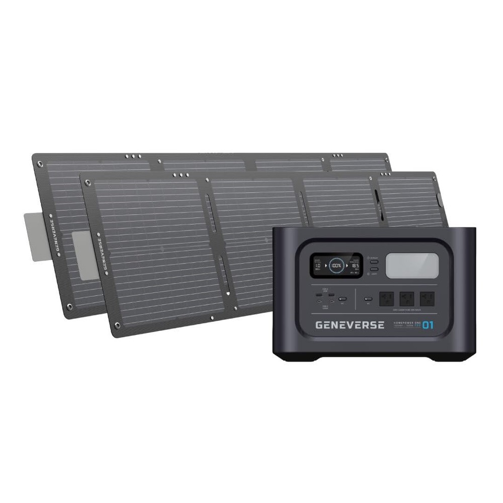 GENEVERSE 1210Wh Solar Generator Bundle: (60-GVUS-SG2M2) – BLACK