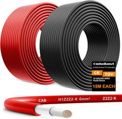Oududianzi 2X50 Feet Solar Panel Wire, 10AWG Solar Wire Tinned Copper 10 Gauge P