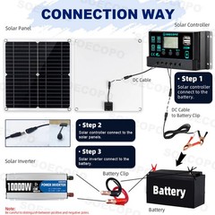 10000W Solar System Complete Set Dual USB Inverter 220V 300W Solar Panel 100AE2