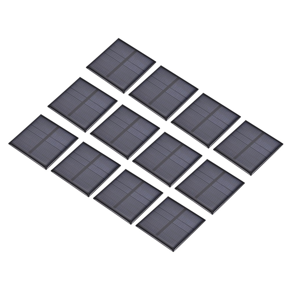 12Pcs 3V 0.375W 125mA Mini Polycrystalline Solar Panel 2×2″/52x52mm