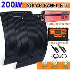 5000W Watt Power Inverter + 200W Flexible Solar Panel 12V For Trailer RV Boat