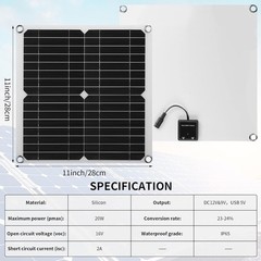 20W 16V Solar Panel Exhaust Fan Kit USB Portable Solar Powered Fan Summer Outdoo