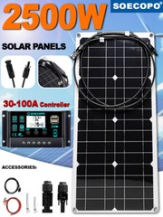 2500W 30-100A Solar Panel Kit 12V Charger Battery Charger Maintainer Boat RV Car