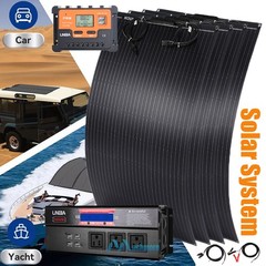 400W Flexible Solar Panel Kit Mono for RV Camping Home Boat & 5000W Car Inverter