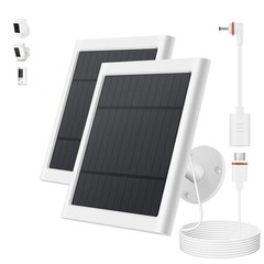 2 Pack Solar Panel Charger for Ring Camera, 4W with 10ft Cable & USB-C Adapter