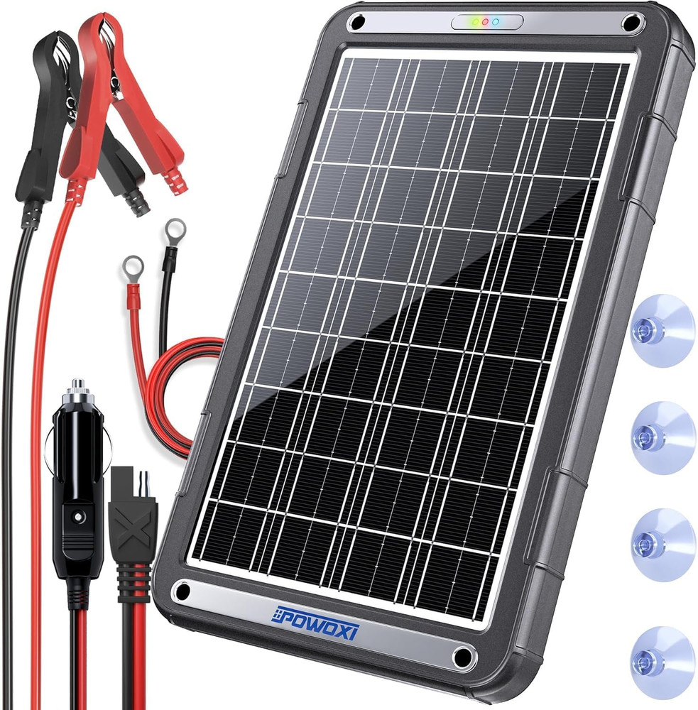 15W 12V Solar Car Battery Charger with MPPT for RV, Boat, Motorcycle, Truck