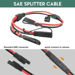 PAEKQ 10AWG SAE Y Splitter Cable 1 to 2 Way Extension Cord with Fuse