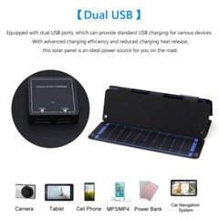 Versatile 14W Solar Panel Double USB for USB Fans and Mobile Devices