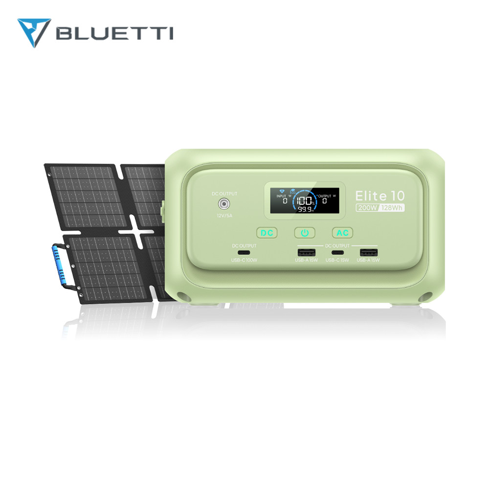BLUETTI Elite 10 200W 128Wh Portable Power Station+160W Solar Panel for Camping
