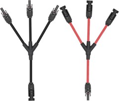 Solar Parallel Connector Y Splitter 1Y3 10 AWG Solar Cable Connector Red & Black