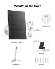 ZUMIMALL 3W Solar Panel for Security Cameras Type C Port