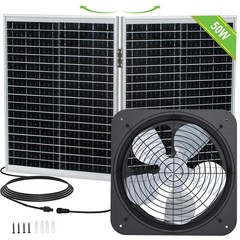 ECO-WORTHY 50W Solar Attic Fan Kit, 50W Foldable Solar Panel and 14″ DC Fan w…