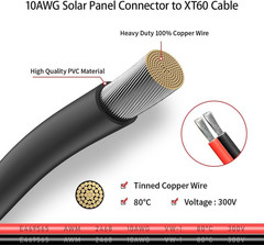 ELFCULB 10AWG 2FT XT60 Solar Cable 2 10 25 35 50 75 100FT XT60 Extension Cable