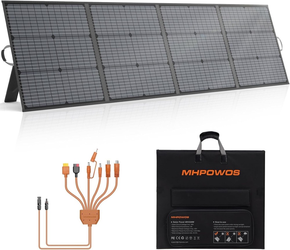 220W Foldable Solar Panel 40V Monocrystalline IP67