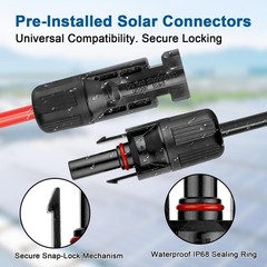 XRDS -RF Solar Panel Cable 40FT, 10AWG Solar Extension Cable Male & Female