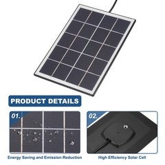 3W Solar Panels for Security Camera, 5V 0.6A USB Solar Panel Charger, Black