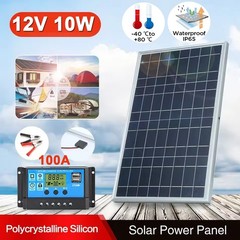 10W Solar Panel 12V Trickle Charger Battery Charger Kit Maintainer Boat Car RV