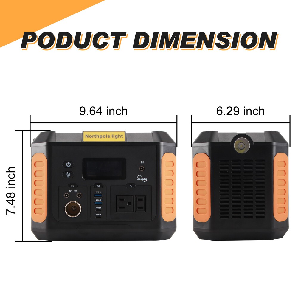 500W Portable Outdoors Solar Generator Power Station Ready Energy Storage Ports