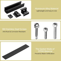 Anbte 6PCS Solar Panel Mounting Kit Roof, 4.72″ Solar Rail & Clamps GR309-GR319