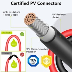 Solar Cable Extension 20Ft 10AWG, Solar Wire with Tool-Free Solar Connectors,…