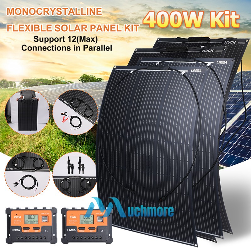 200W 400W Flexible Solar Panel Mono 12V Portable Power Camping RV Battery Charge