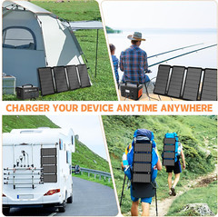 50W Foldable Solar Panel Charger – Portable with 3 Outputs for Outdoor Use
