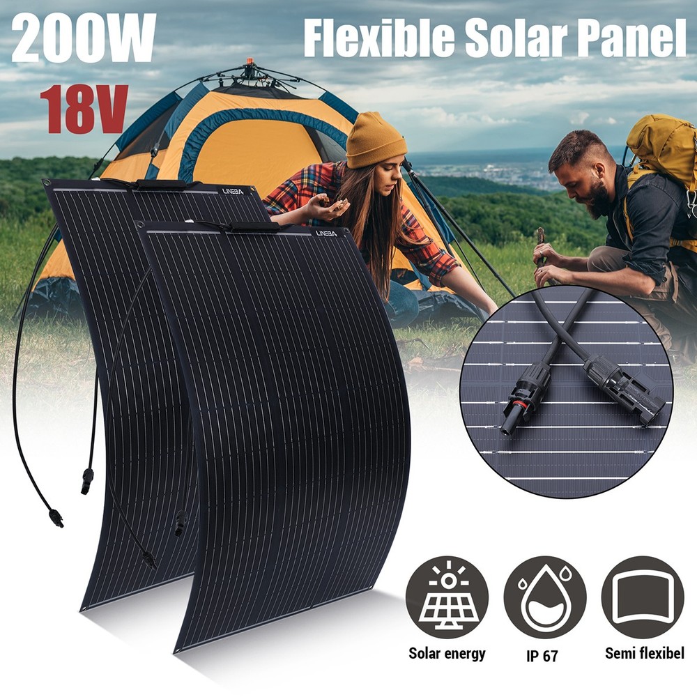 100W 200W 18V Mono Flexible Solar Panel Waterproof for Home Camping RV Trailer