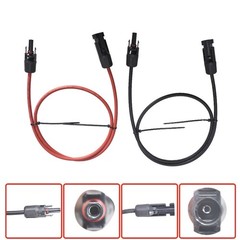 1 Pair 3 Feet Black + Red Solar Panel Extension Cable Wire Connector 10 AWG