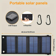 Foldable Portable USB Solar Panel Charger for Travel with Flashlight & Fan